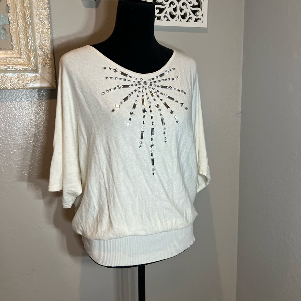 Boston Proper Embellished White Women's Top - Picture 2 of 12